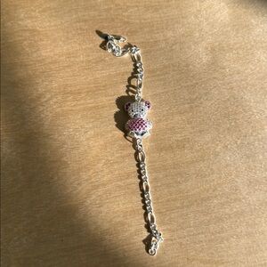 Silver and Pink Bear Charm Bracelet